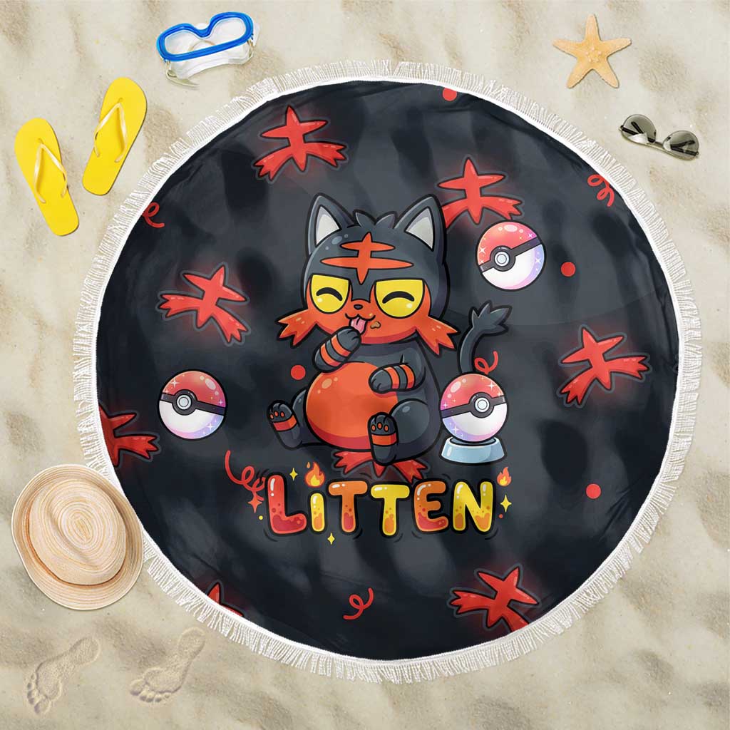 Litten Beach Blanket Playful Ember Cartoon Art