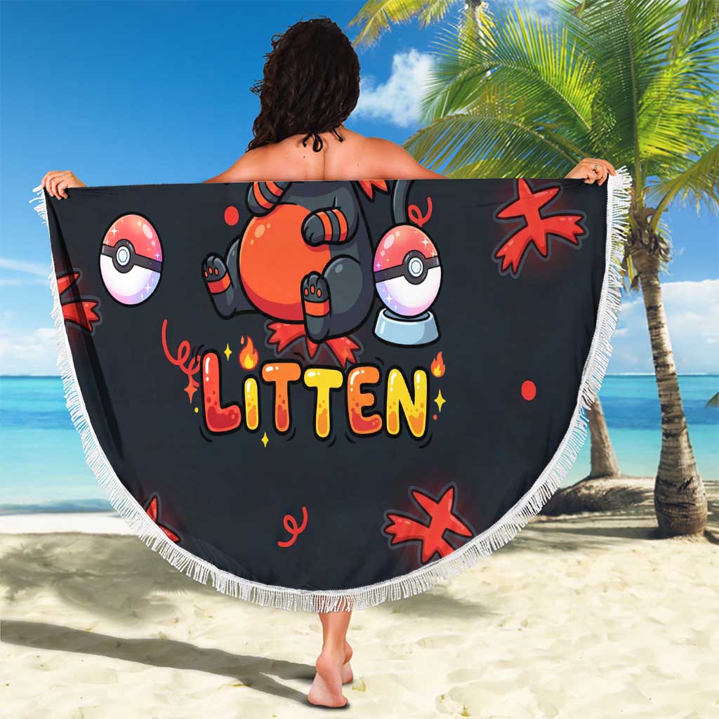Litten Beach Blanket Playful Ember Cartoon Art