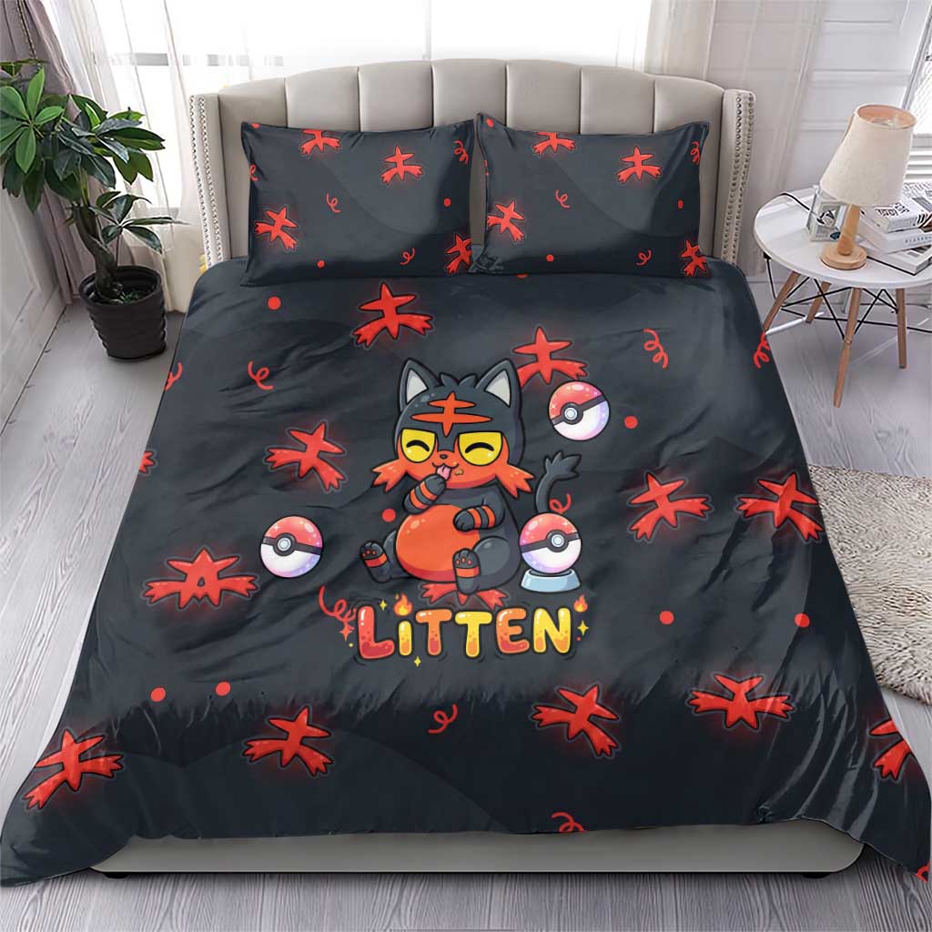 Litten Bedding Set Playful Ember Cartoon Art