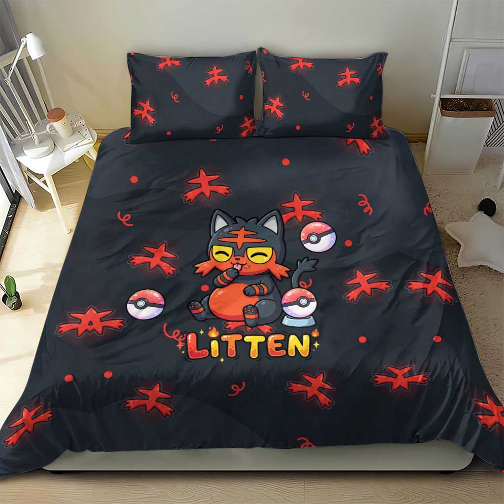 Litten Bedding Set Playful Ember Cartoon Art