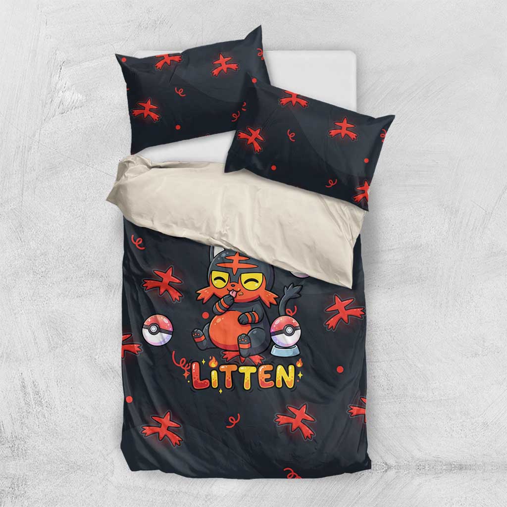 Litten Bedding Set Playful Ember Cartoon Art