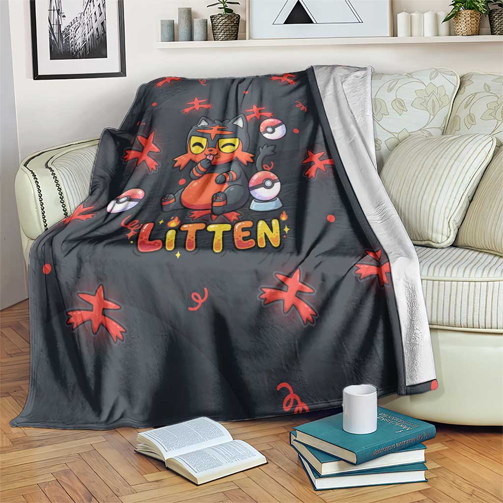 Litten Blanket Playful Ember Cartoon Art