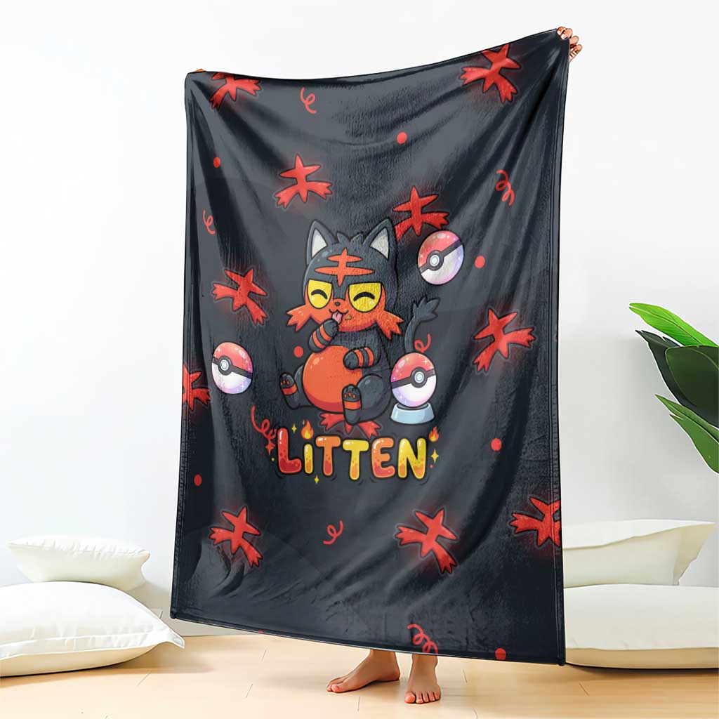 Litten Blanket Playful Ember Cartoon Art
