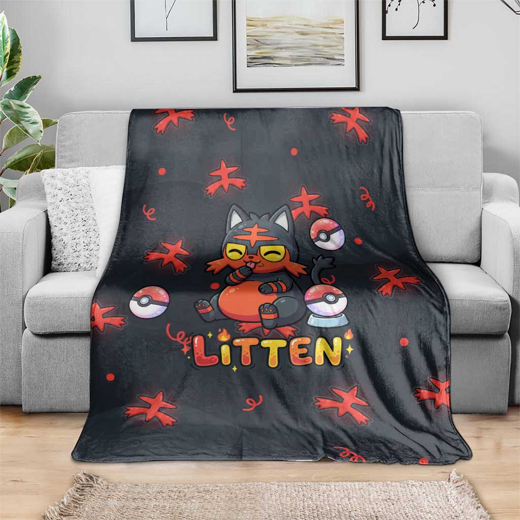 Litten Blanket Playful Ember Cartoon Art