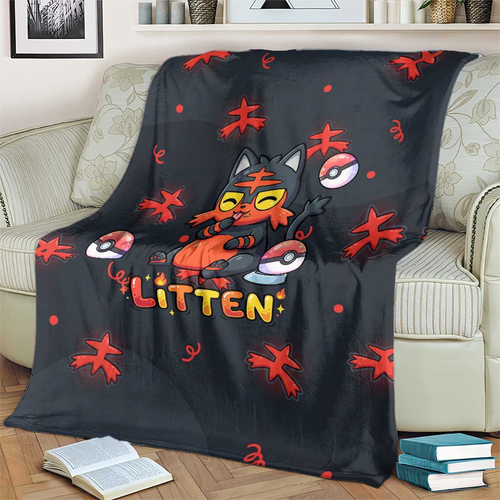 Litten Blanket Playful Ember Cartoon Art