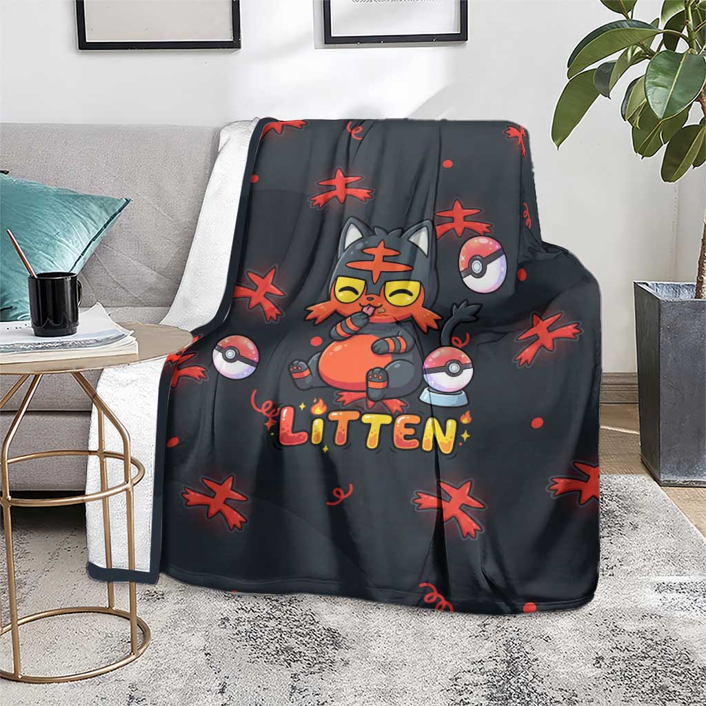 Litten Blanket Playful Ember Cartoon Art