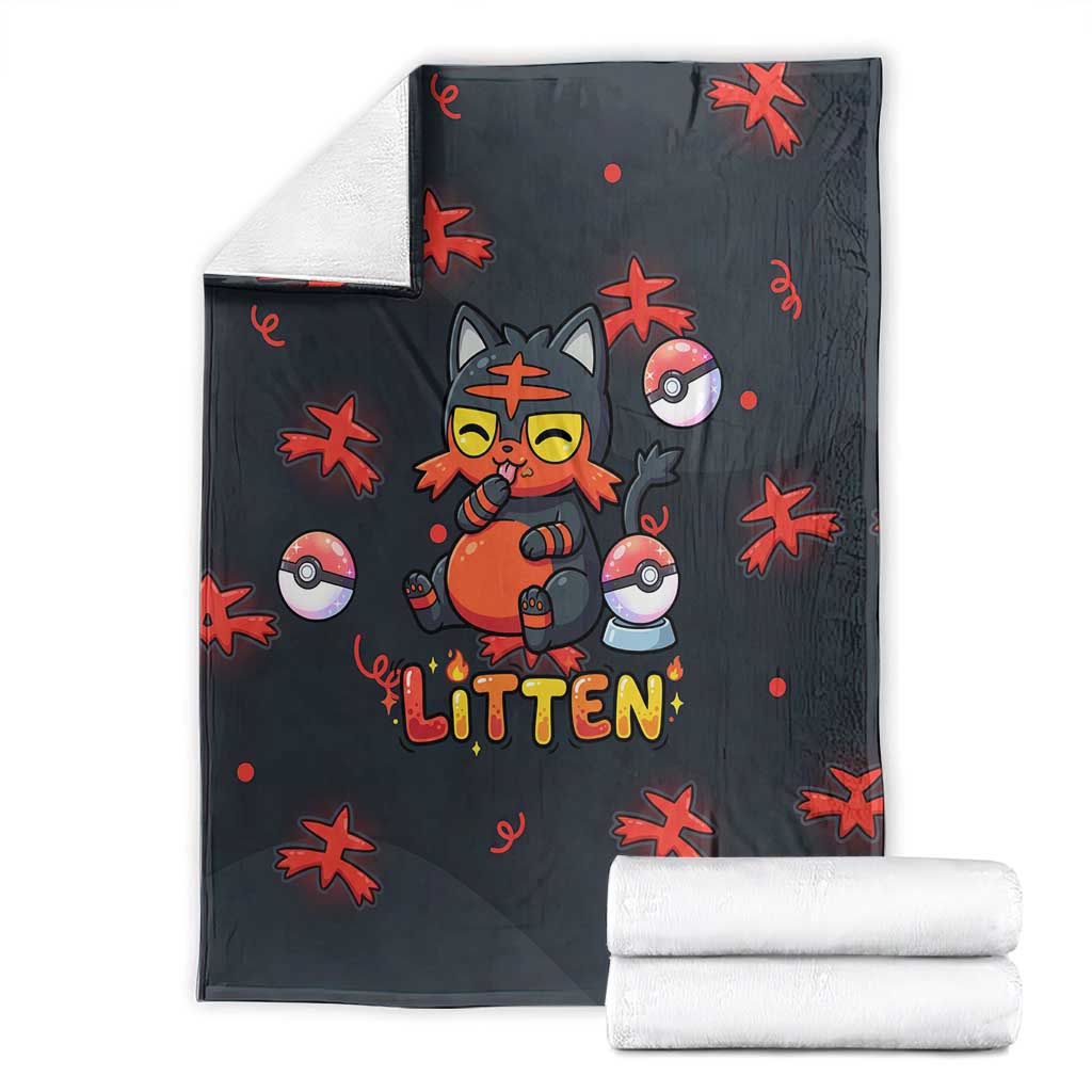 Litten Blanket Playful Ember Cartoon Art