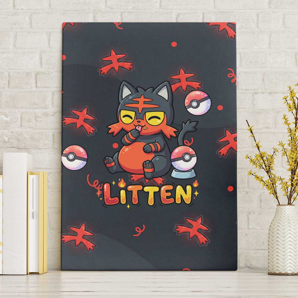 Litten Canvas Wall Art Playful Ember Cartoon Art