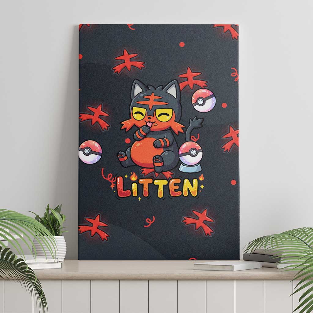 Litten Canvas Wall Art Playful Ember Cartoon Art