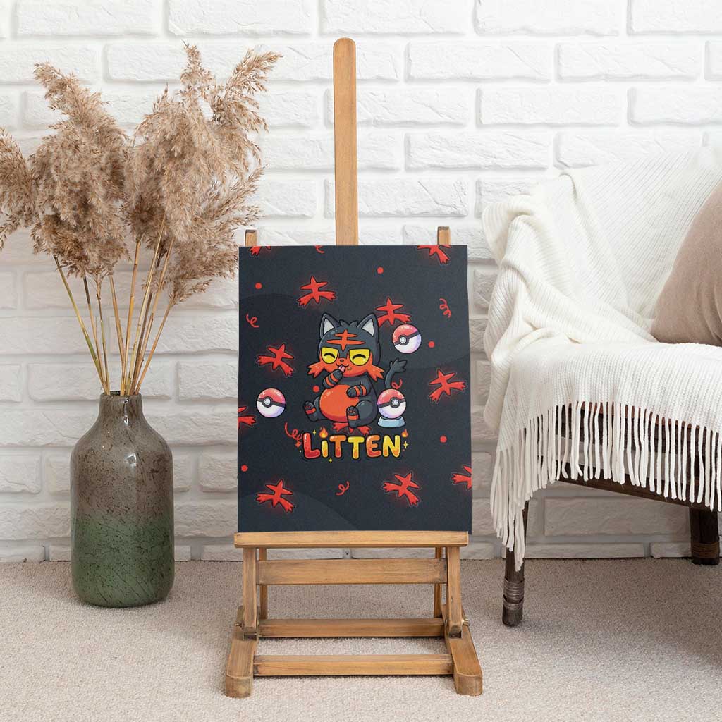 Litten Canvas Wall Art Playful Ember Cartoon Art