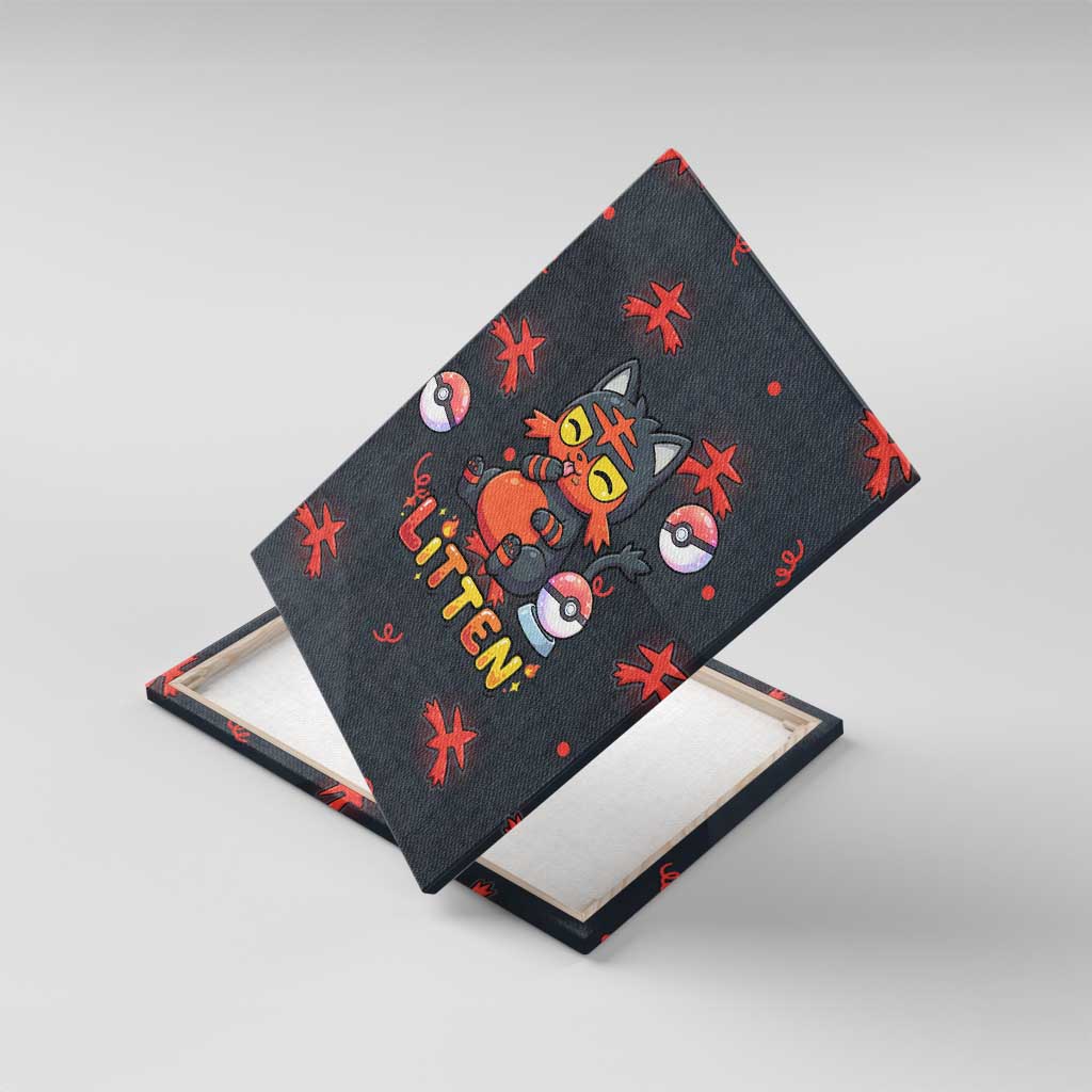 Litten Canvas Wall Art Playful Ember Cartoon Art