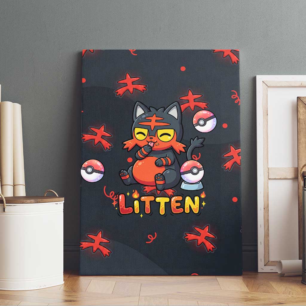 Litten Canvas Wall Art Playful Ember Cartoon Art