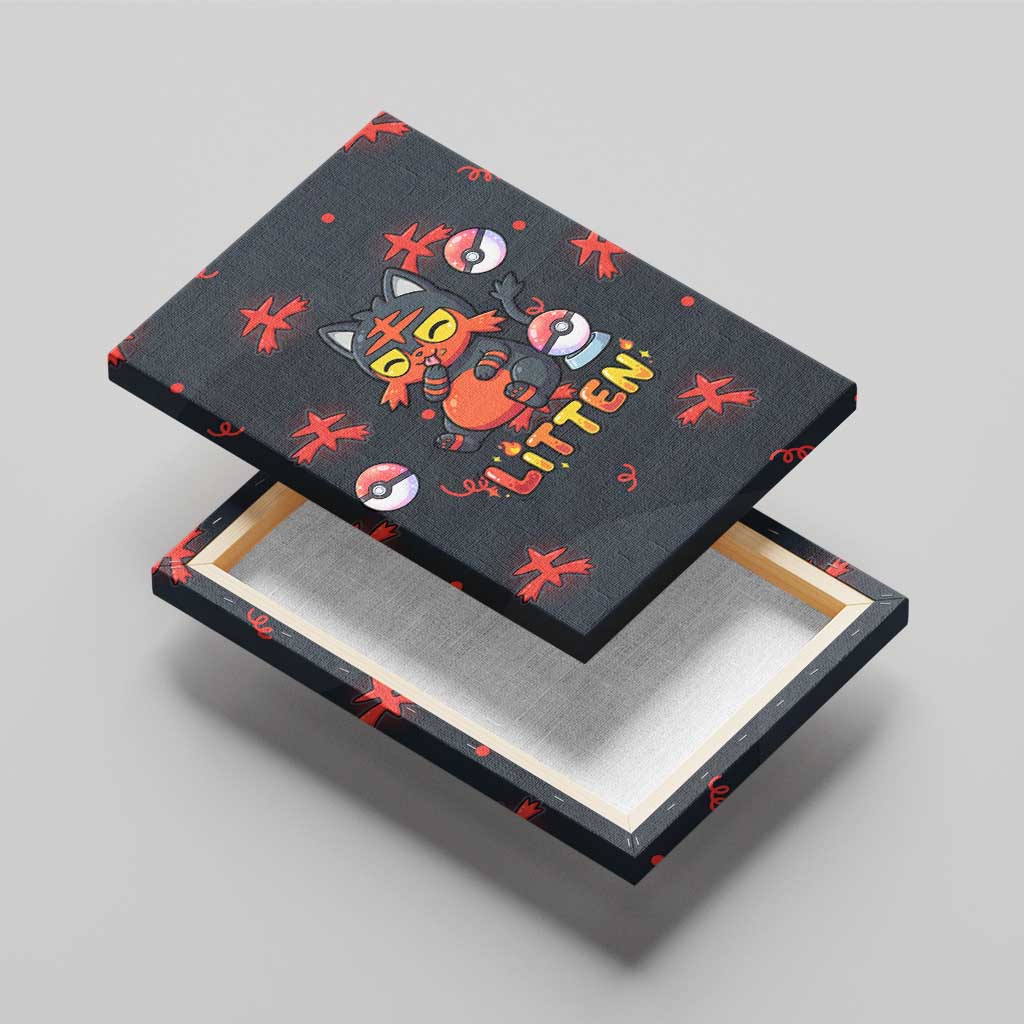 Litten Canvas Wall Art Playful Ember Cartoon Art