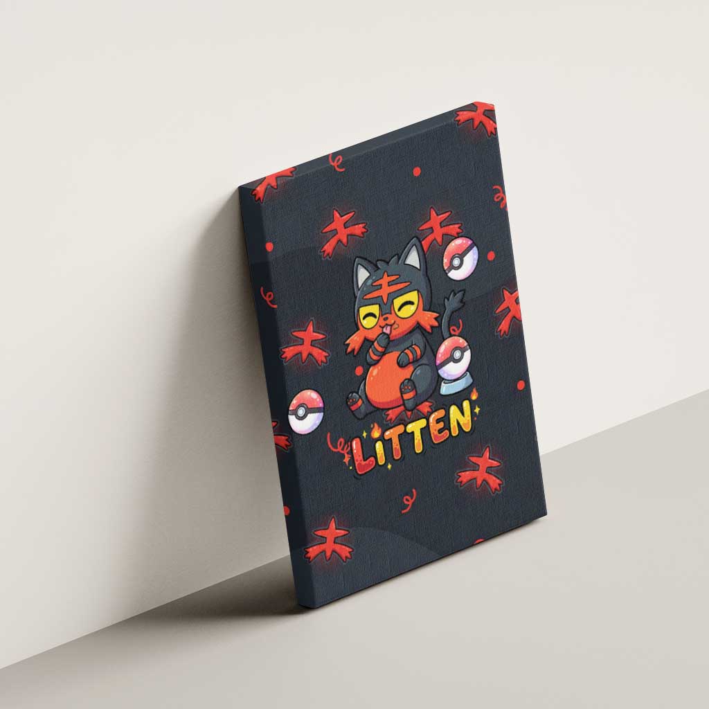 Litten Canvas Wall Art Playful Ember Cartoon Art