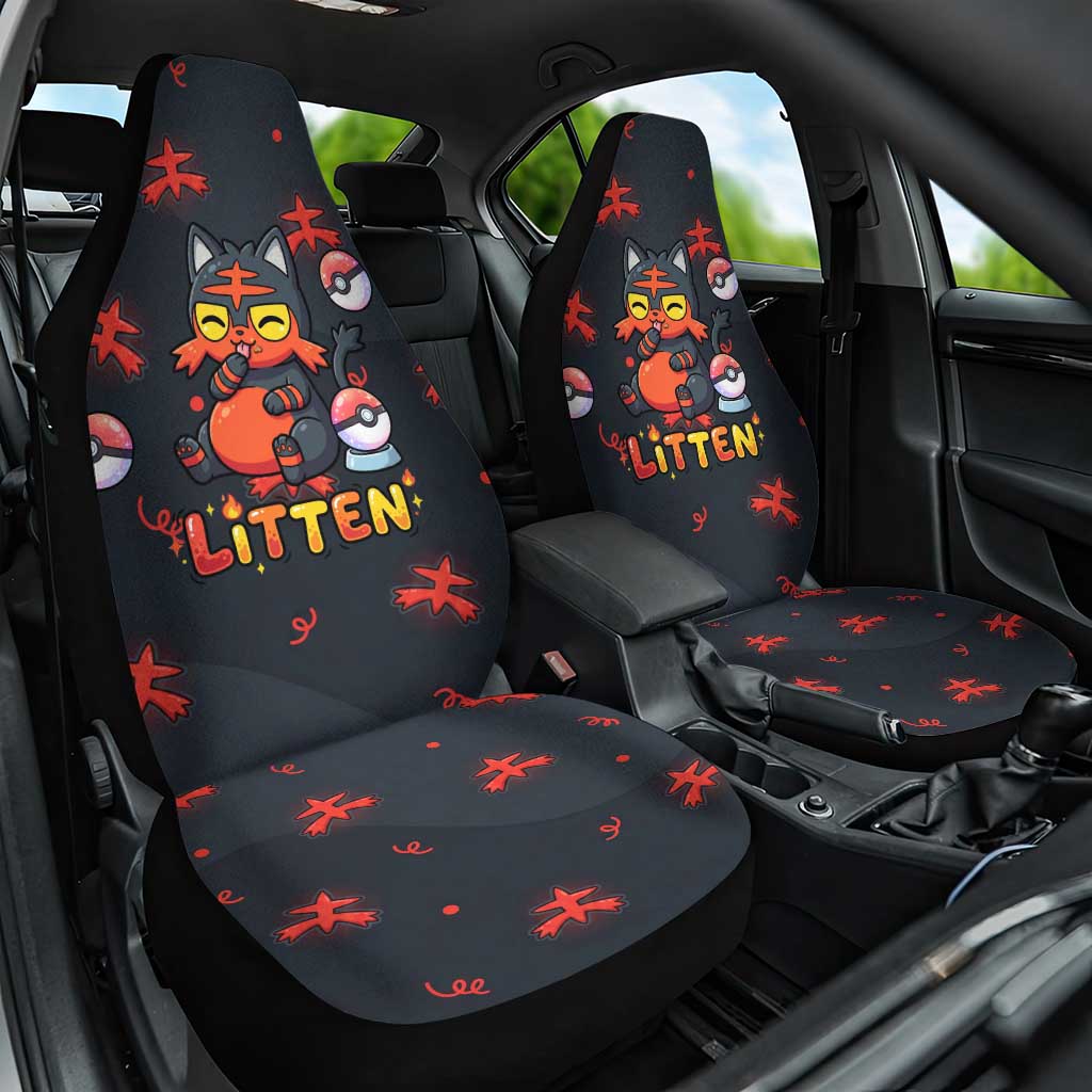 Litten Car Seat Cover Playful Ember Cartoon Art
