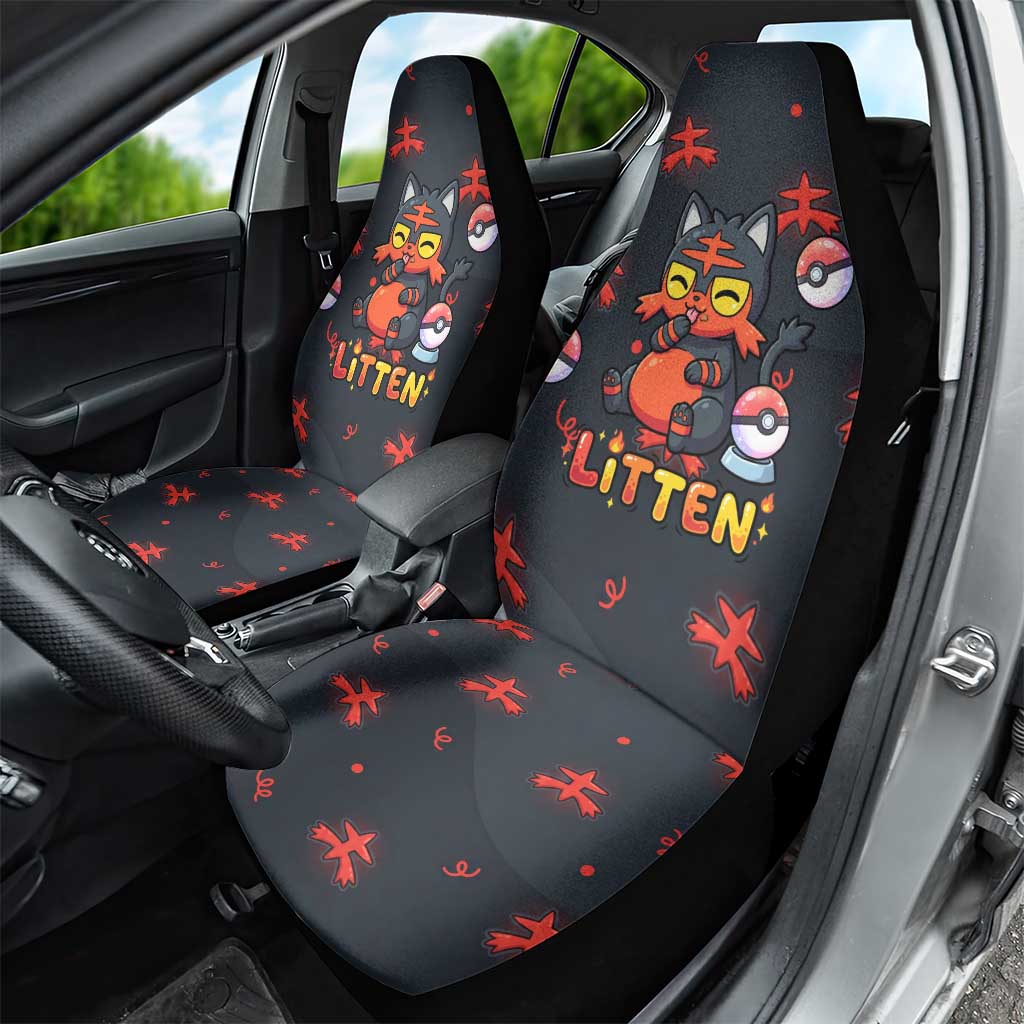 Litten Car Seat Cover Playful Ember Cartoon Art