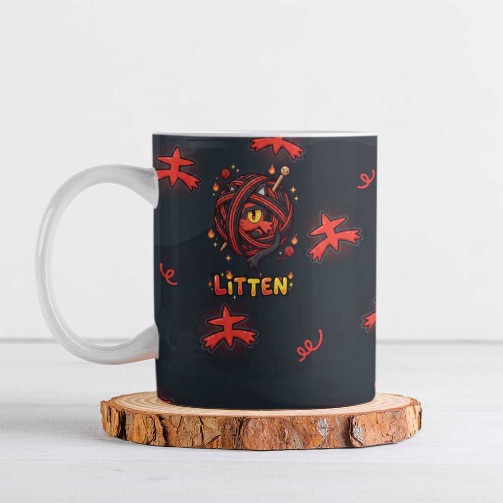 Litten Ceramic Mug Playful Ember Cartoon Art