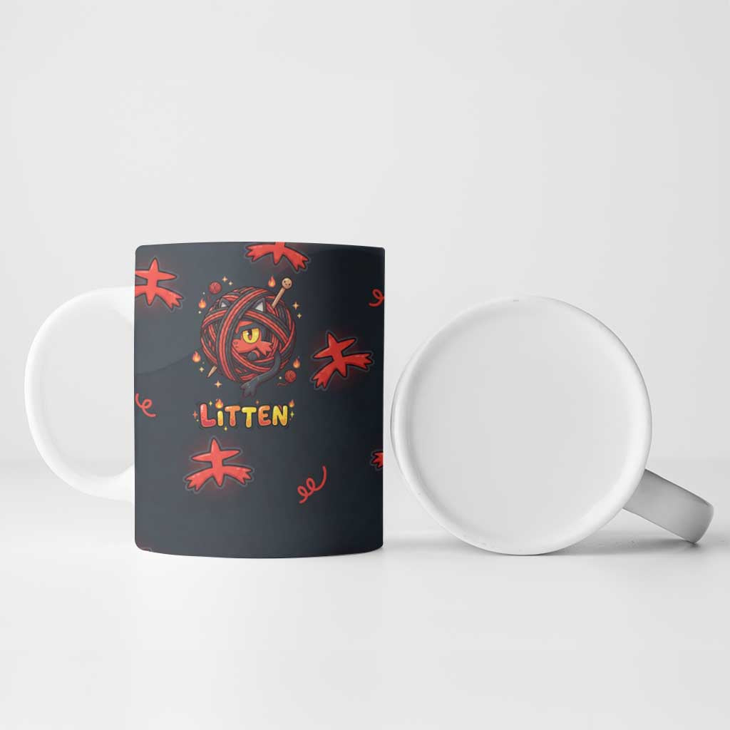 Litten Ceramic Mug Playful Ember Cartoon Art