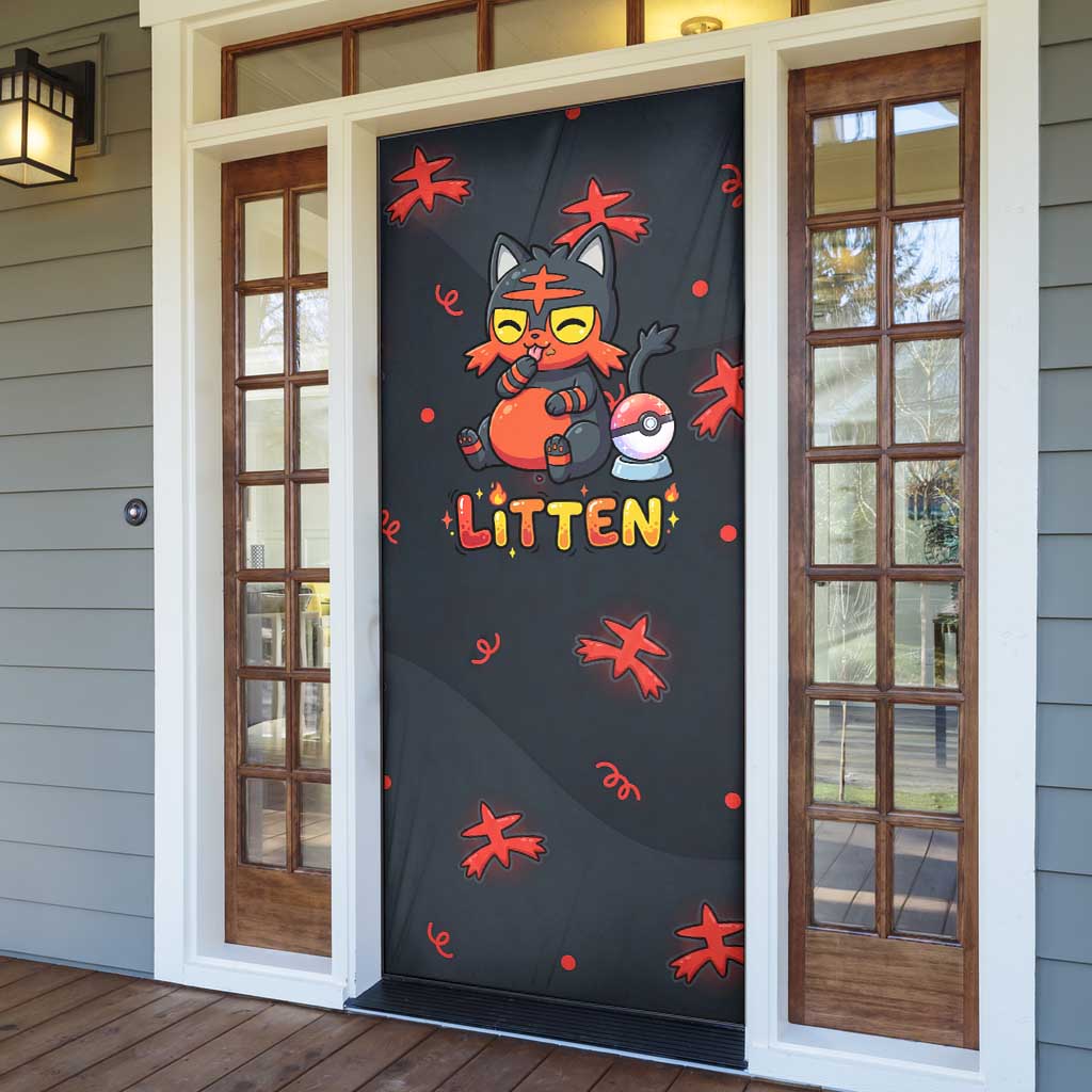 Litten Door Cover Playful Ember Cartoon Art
