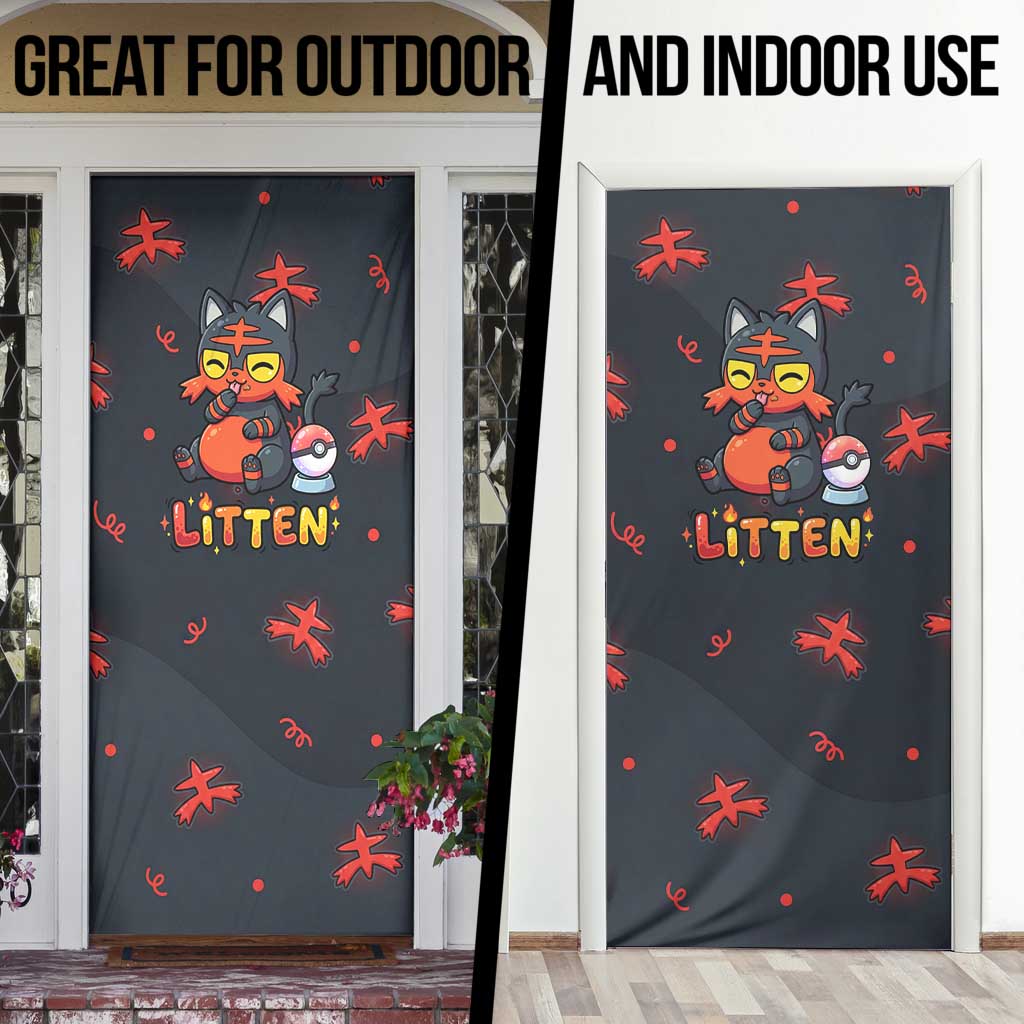 Litten Door Cover Playful Ember Cartoon Art