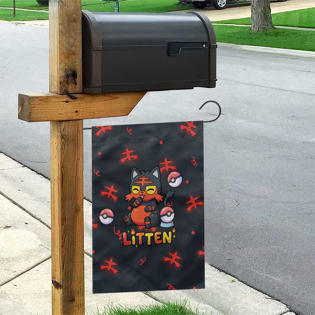 Litten Garden Flag Playful Ember Cartoon Art
