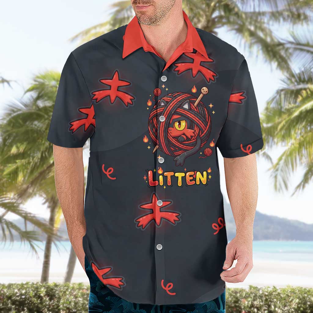 Litten Hawaiian Shirt Playful Ember Cartoon Art