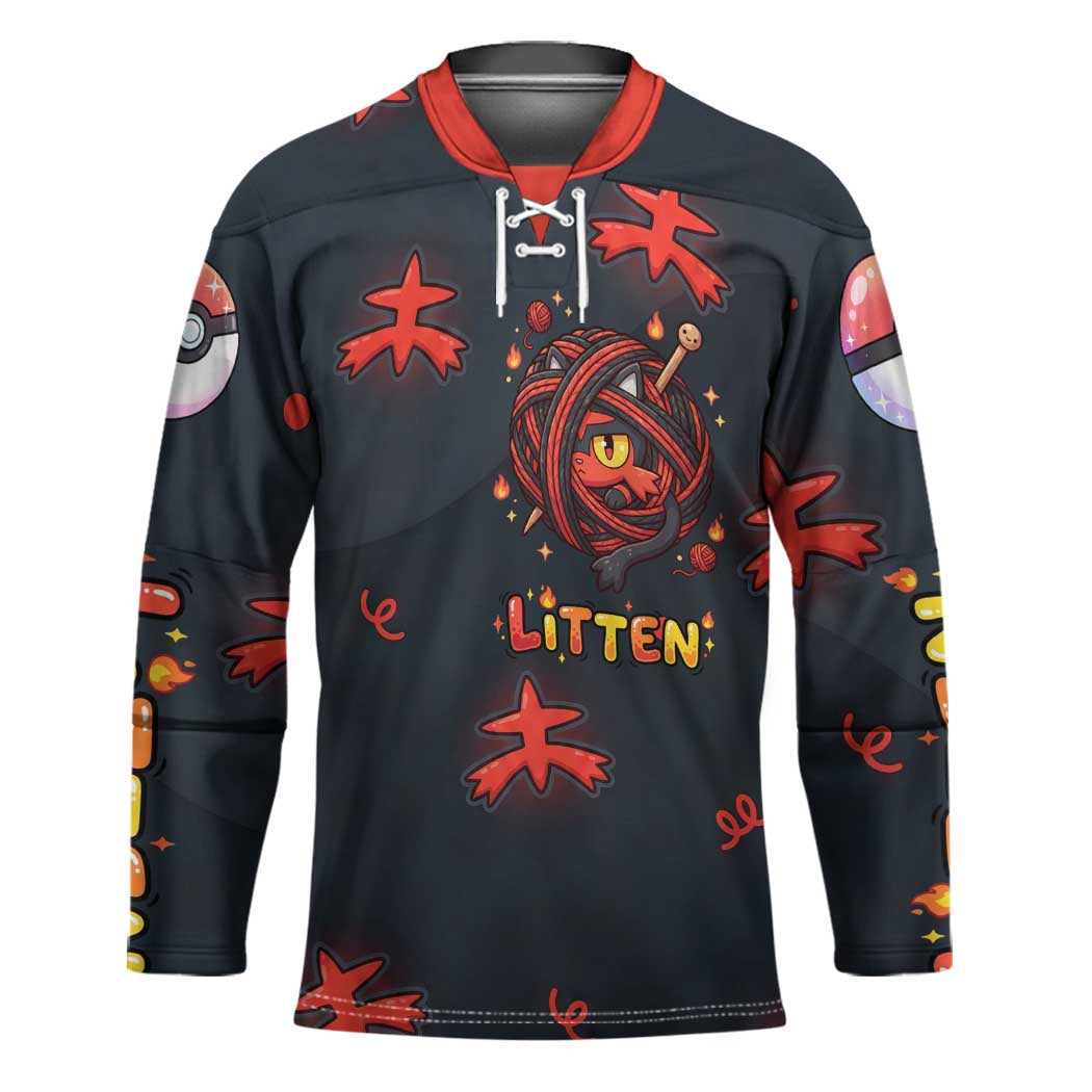 Litten Hockey Jersey Playful Ember Cartoon Art