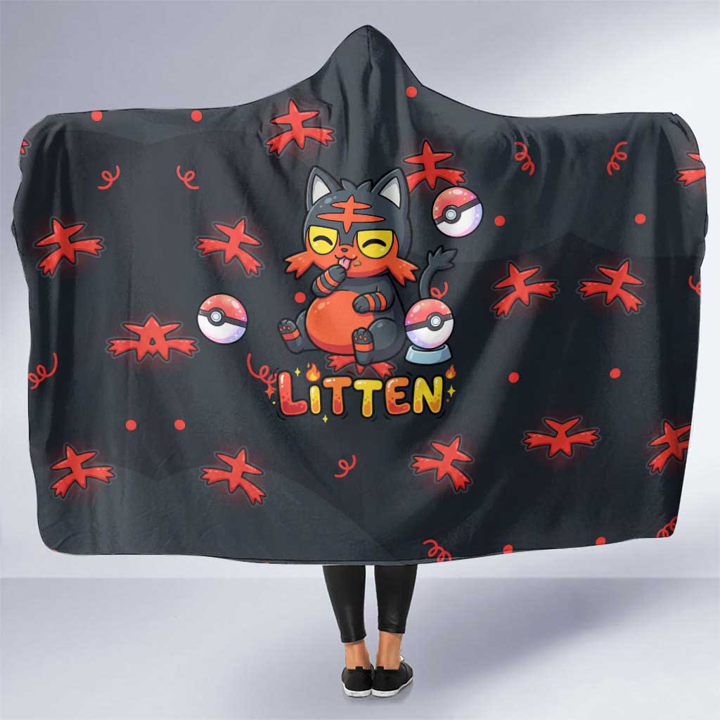 Litten Hooded Blanket Playful Ember Cartoon Art