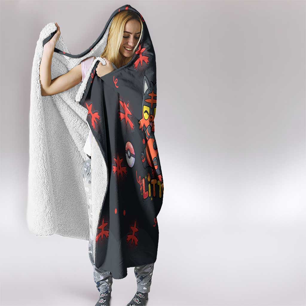 Litten Hooded Blanket Playful Ember Cartoon Art
