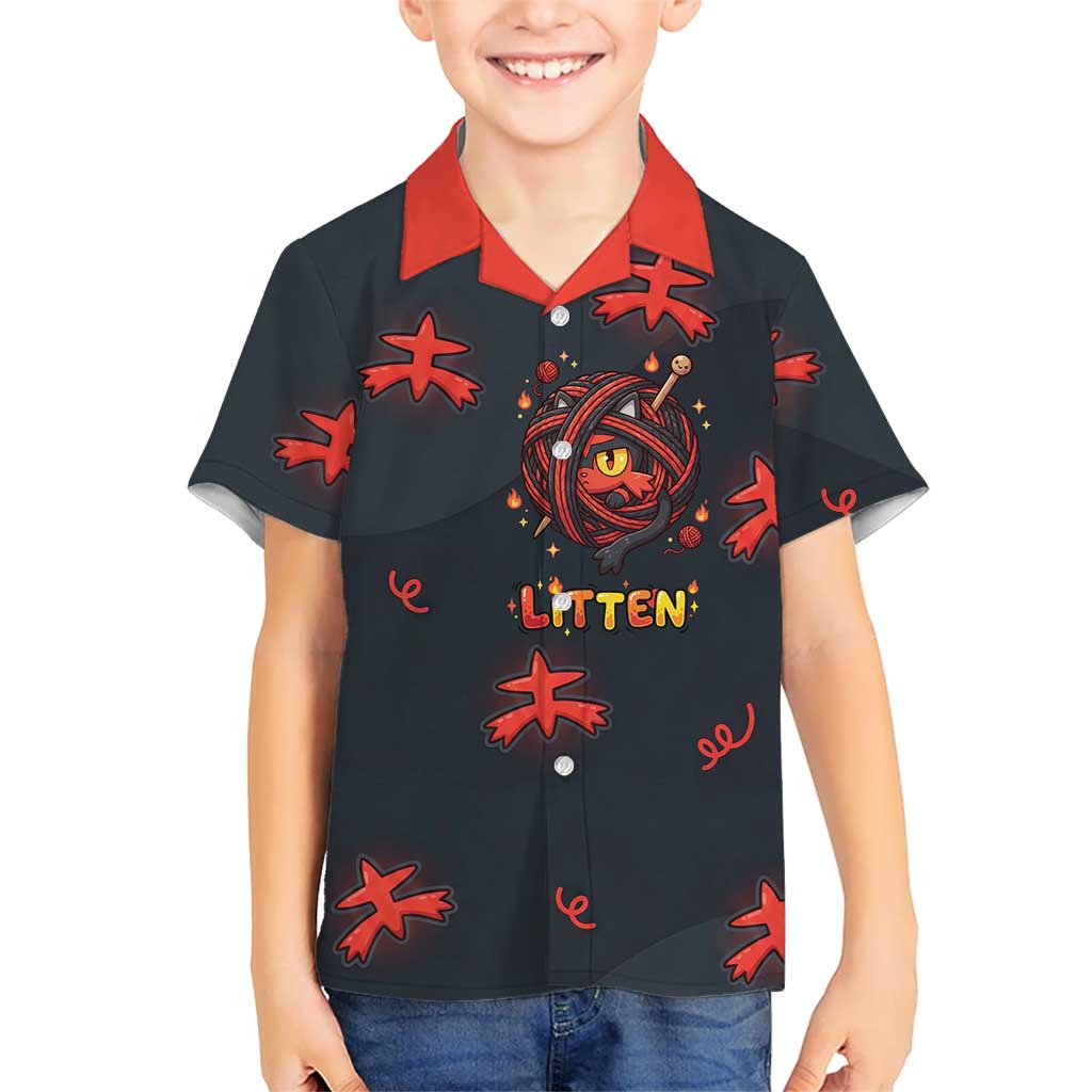 Litten Kid Hawaiian Shirt Playful Ember Cartoon Art