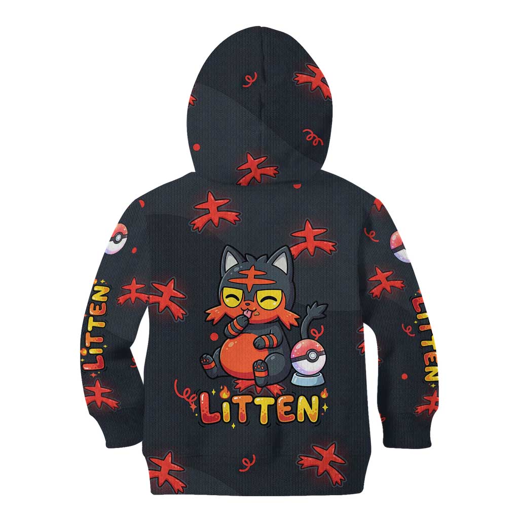 Litten Kid Hoodie Playful Ember Cartoon Art