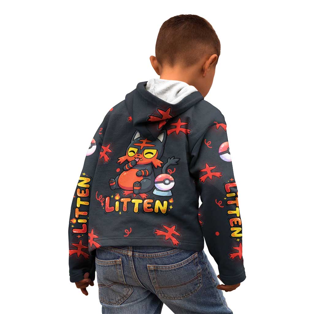 Litten Kid Hoodie Playful Ember Cartoon Art