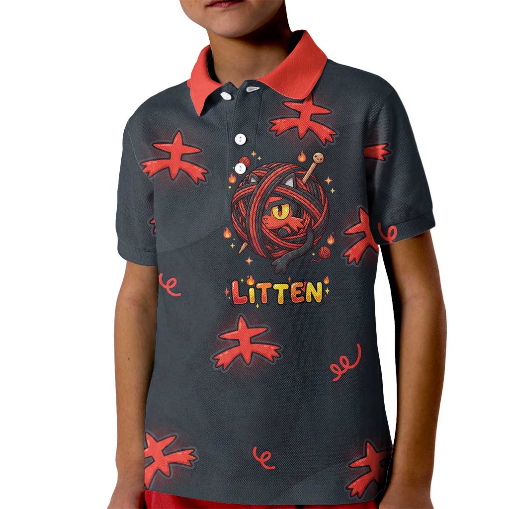 Litten Kid Polo Shirt Playful Ember Cartoon Art