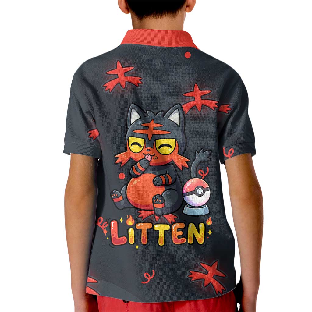 Litten Kid Polo Shirt Playful Ember Cartoon Art