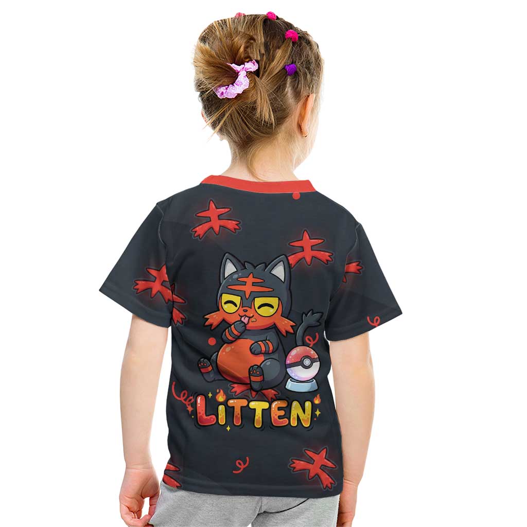 Litten Kid T Shirt Playful Ember Cartoon Art