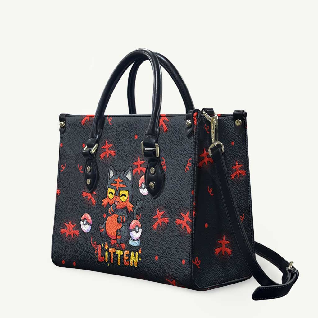 Litten Leather Bag Playful Ember Cartoon Art