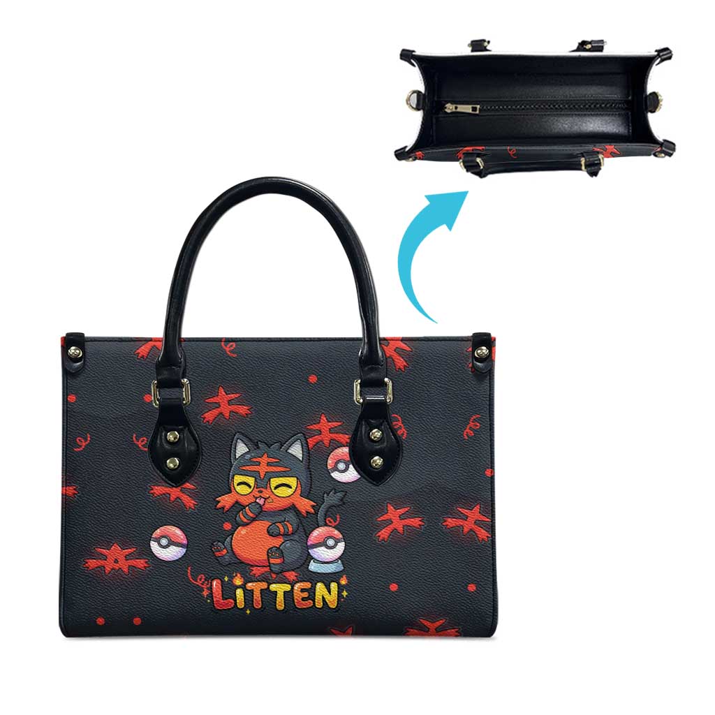 Litten Leather Bag Playful Ember Cartoon Art