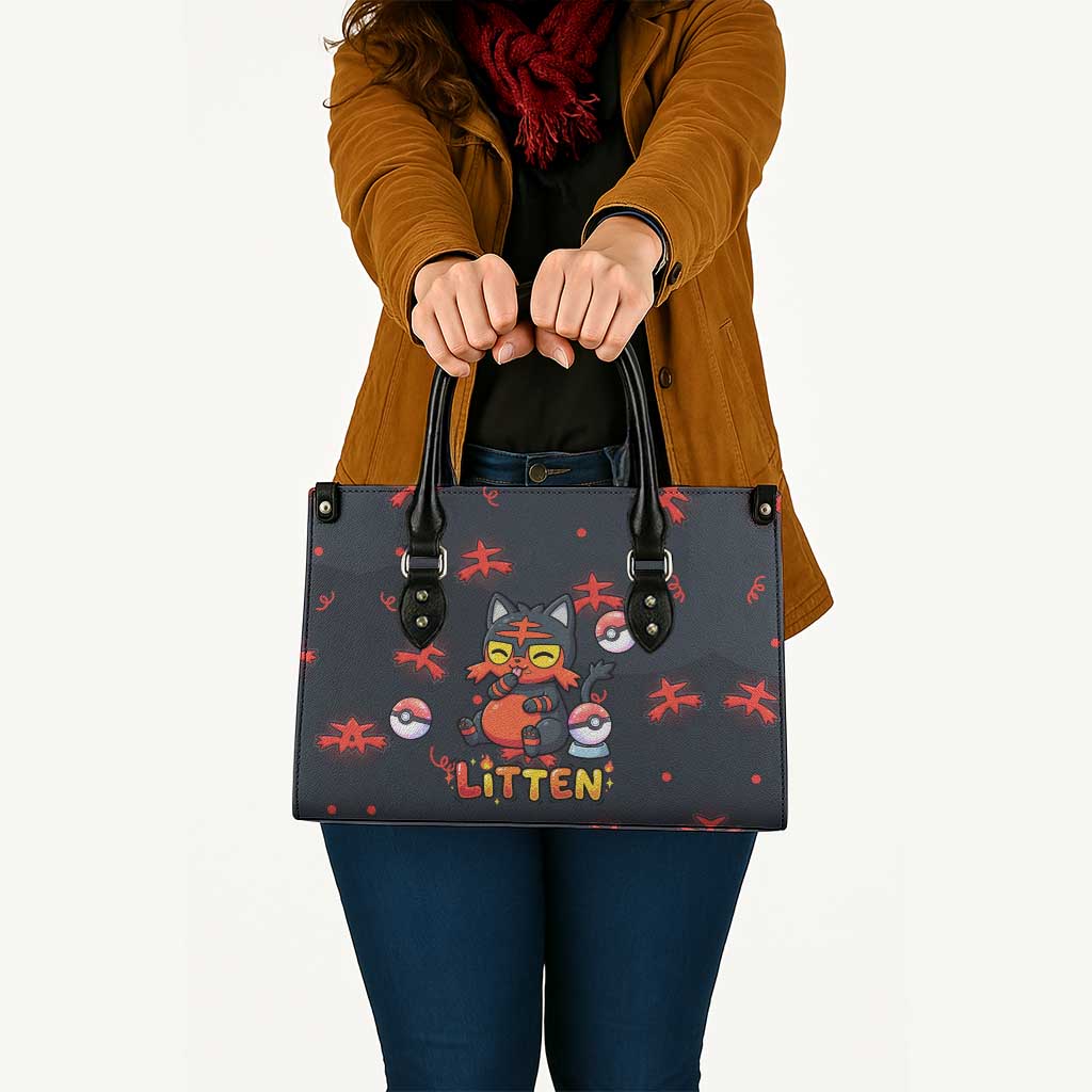 Litten Leather Bag Playful Ember Cartoon Art