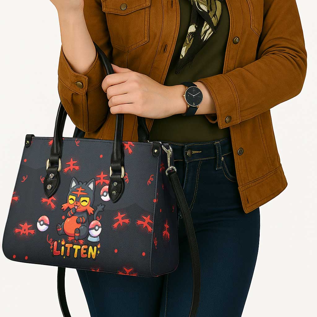 Litten Leather Bag Playful Ember Cartoon Art