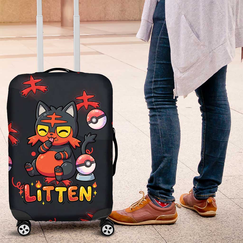 Litten Luggage Cover Playful Ember Cartoon Art