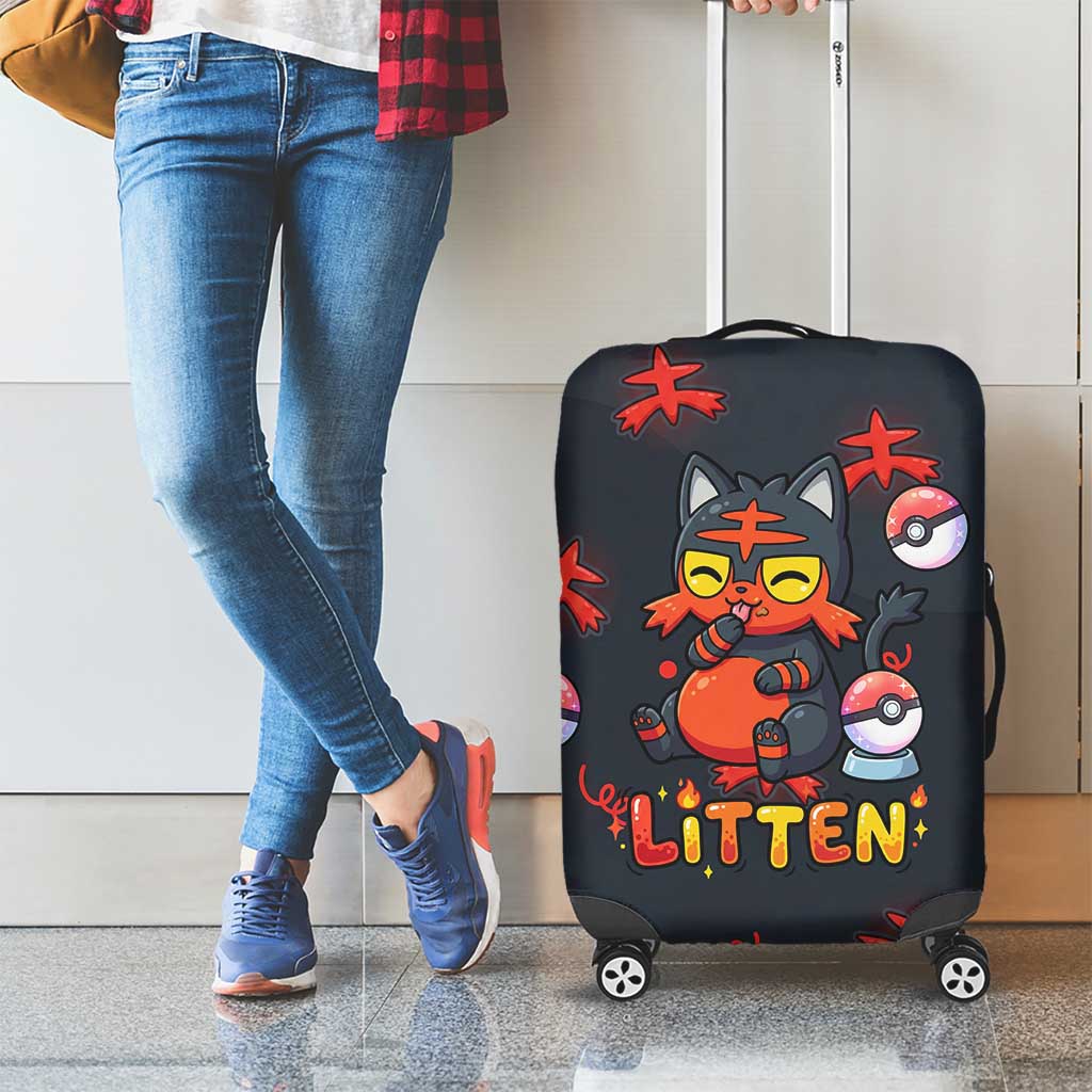 Litten Luggage Cover Playful Ember Cartoon Art