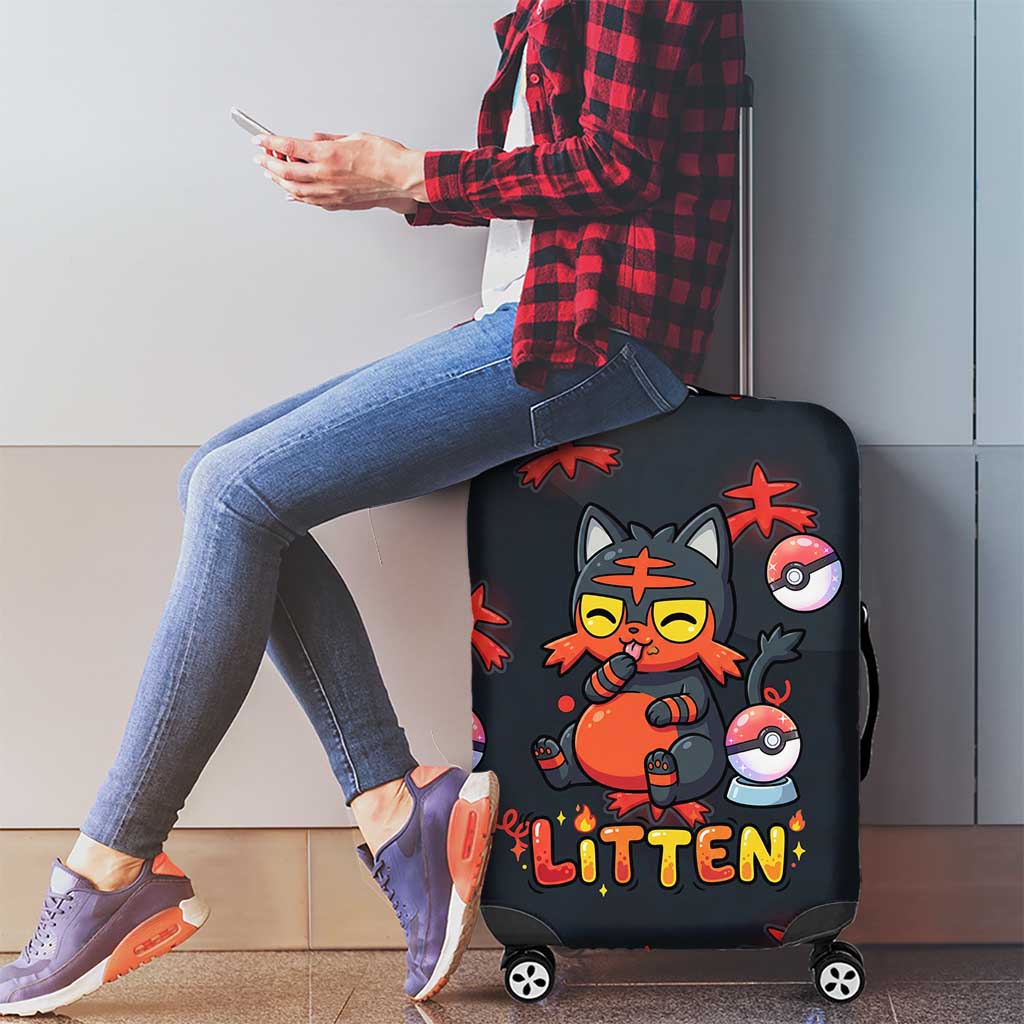 Litten Luggage Cover Playful Ember Cartoon Art