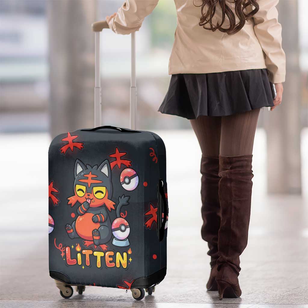 Litten Luggage Cover Playful Ember Cartoon Art