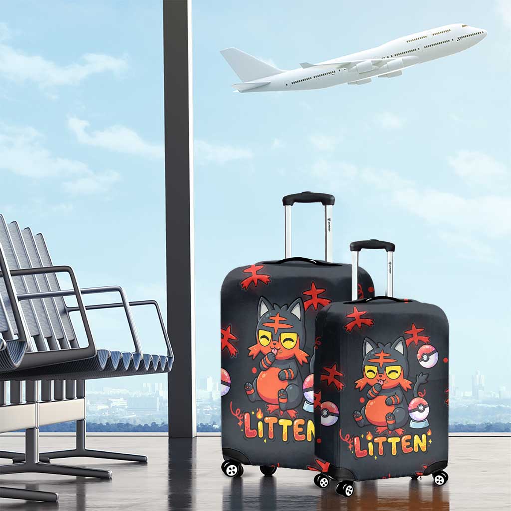 Litten Luggage Cover Playful Ember Cartoon Art