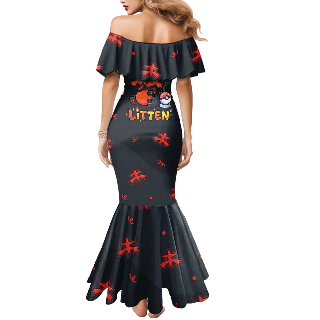 Litten Mermaid Dress Playful Ember Cartoon Art