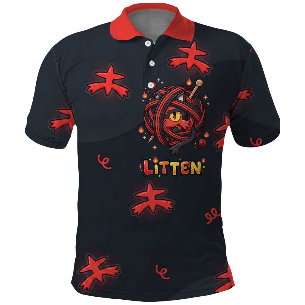 Litten Polo Shirt Playful Ember Cartoon Art