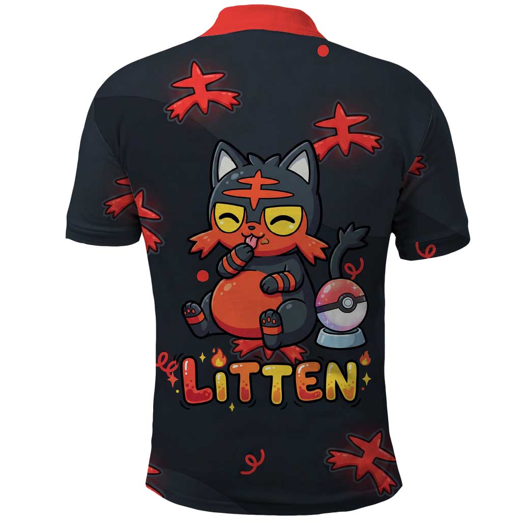 Litten Polo Shirt Playful Ember Cartoon Art