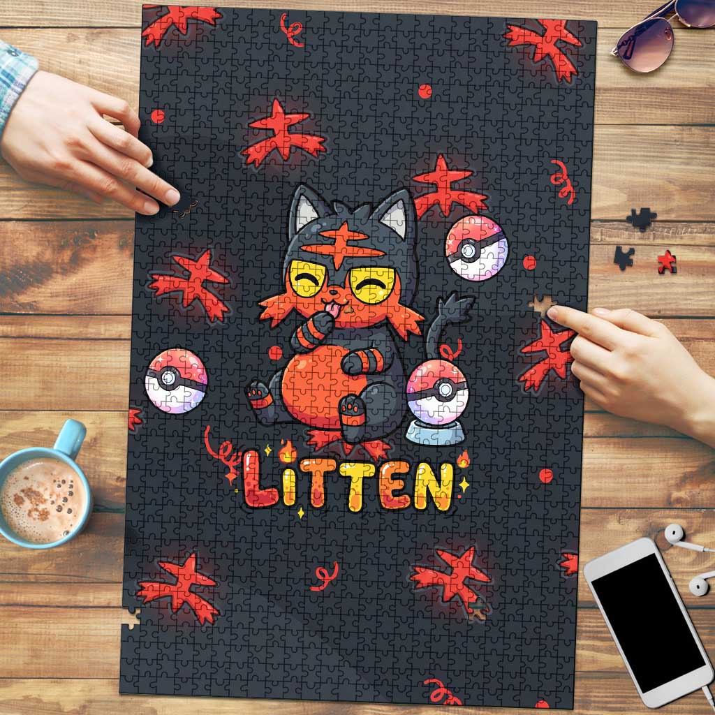 Litten Puzzle Playful Ember Cartoon Art