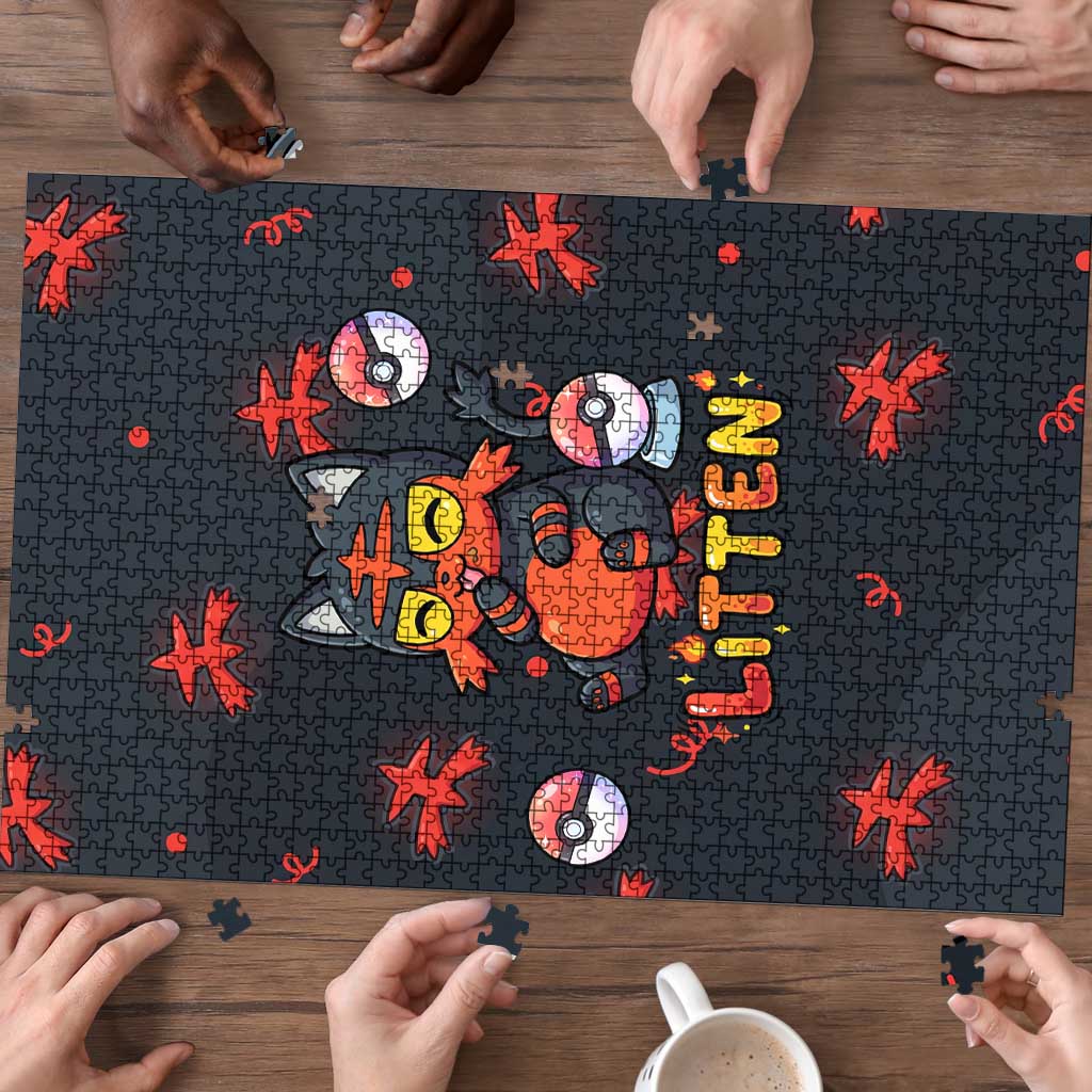 Litten Puzzle Playful Ember Cartoon Art