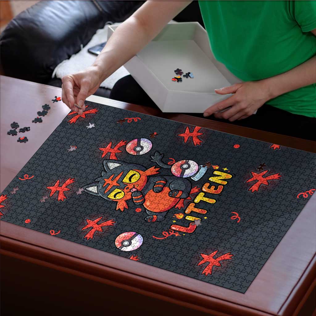 Litten Puzzle Playful Ember Cartoon Art